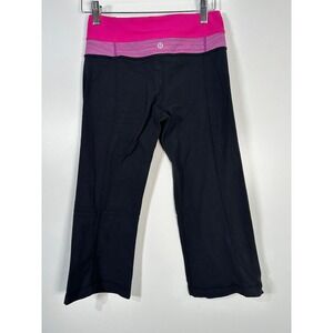 Y2K Vintage Lululemon Groove Crop Black Pink Yoga Pants Capris Size 4